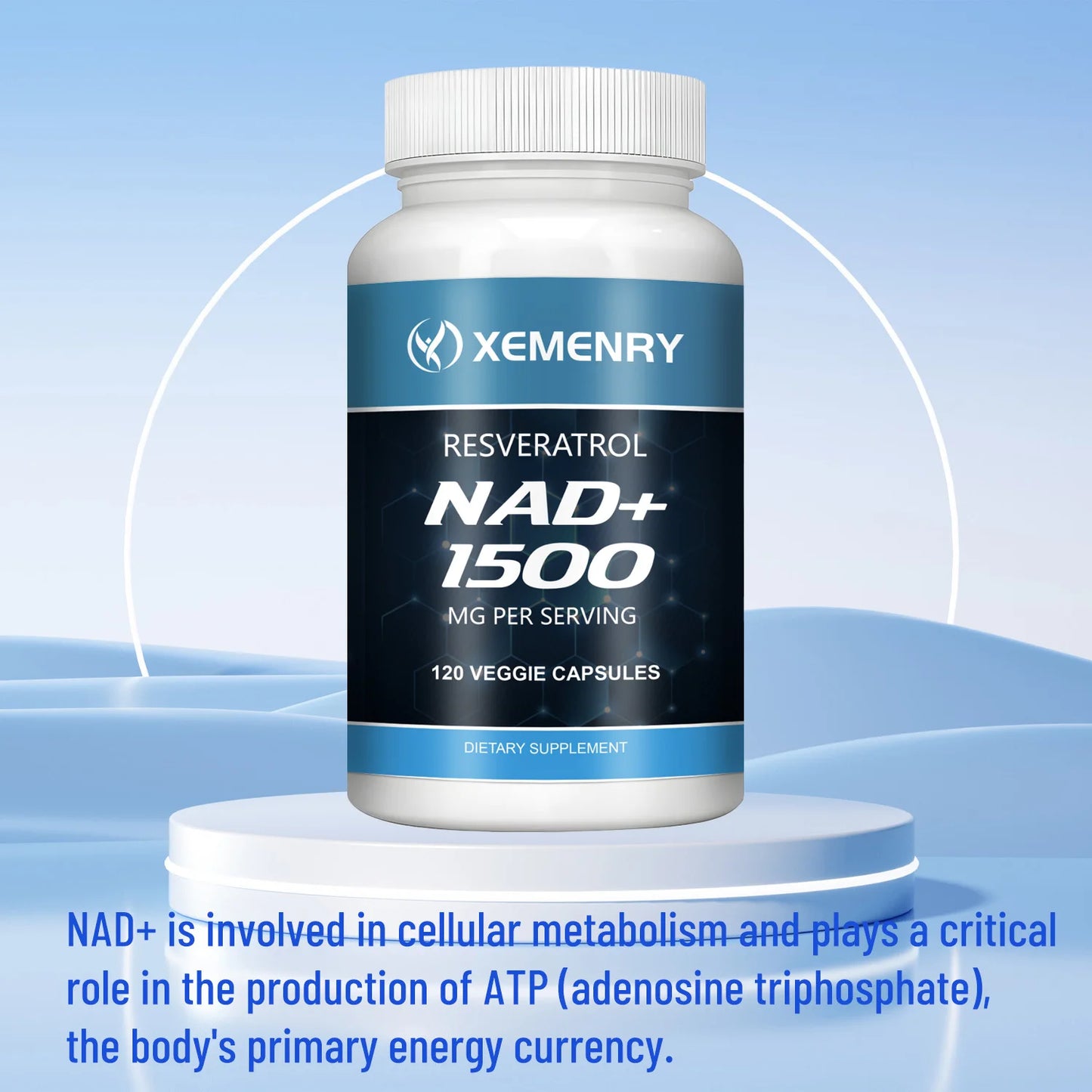 NAD+Supplements - with Resveratrol - Natural Energy Supplement, Support Cell Health, Anti-aging, Enhance Immunity - 120 Capsules